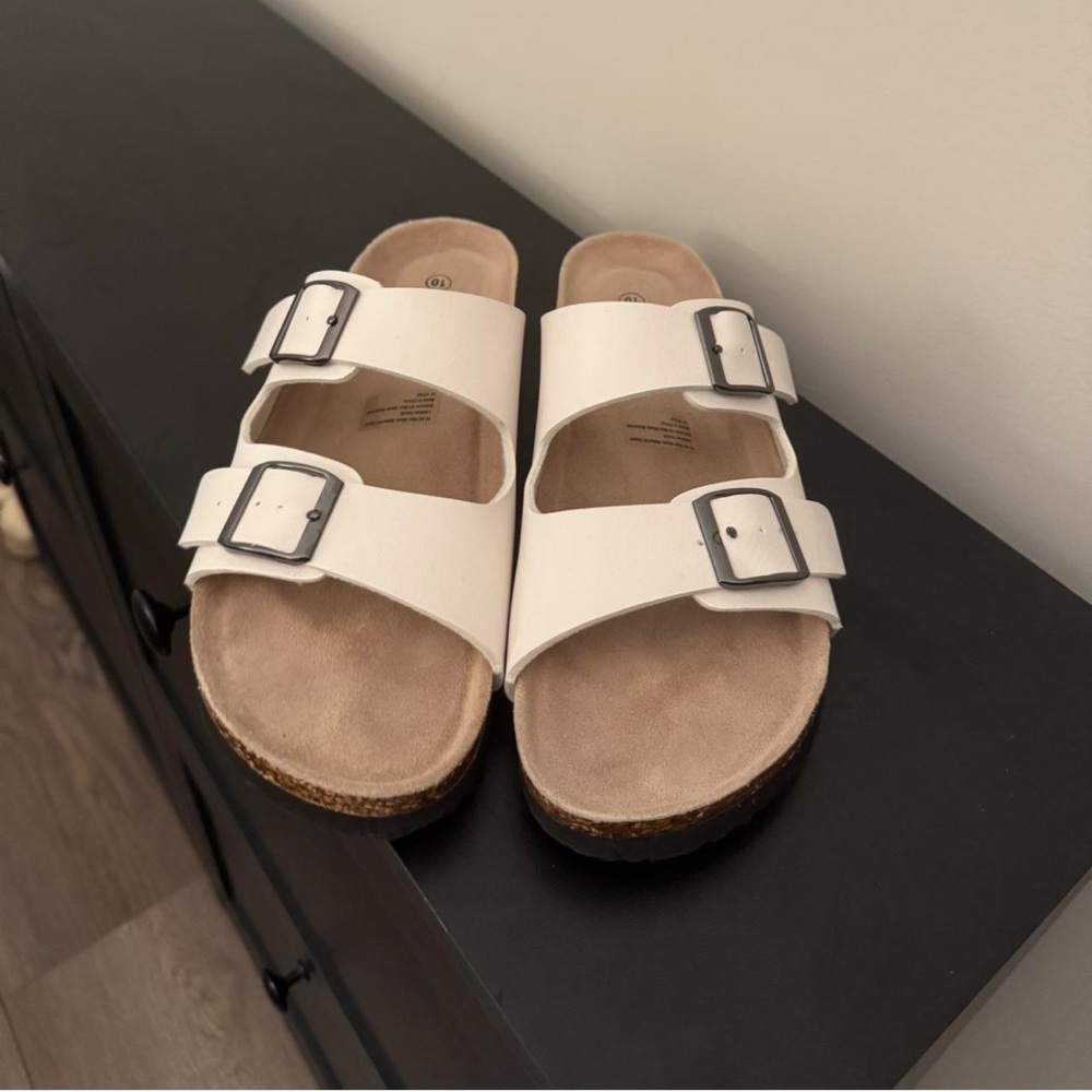 White Double Strap Sandals